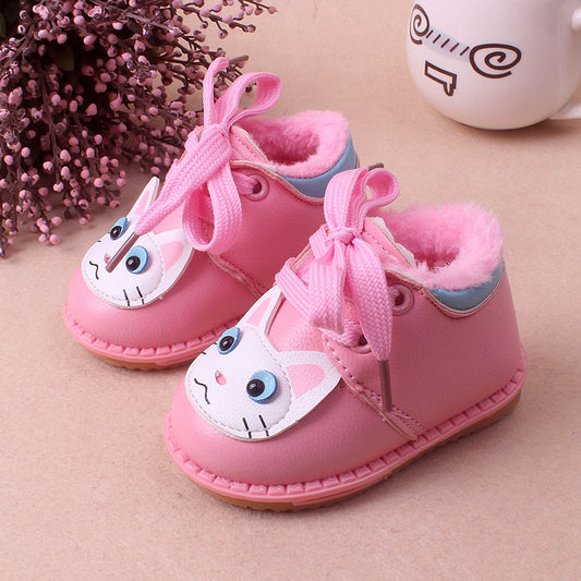 Soft and Cozy Leather Plush Baby Shoes for Girls -  Adorable Beginnings