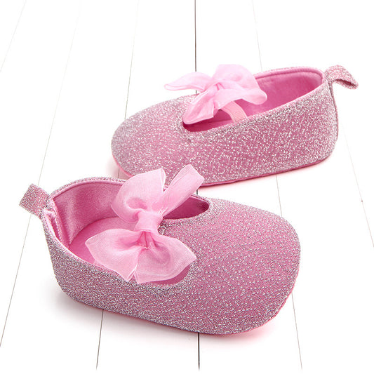 Shiny Ribbon Bow Baby Shoes for Girls -  Adorable Beginnings