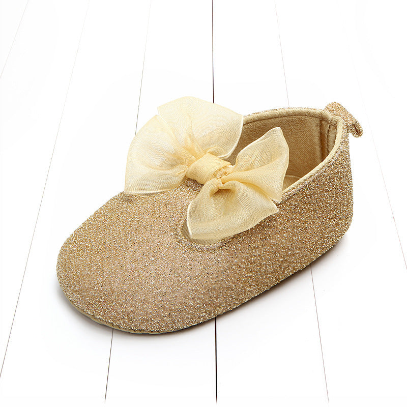 Shiny Ribbon Bow Baby Shoes for Girls -  Adorable Beginnings