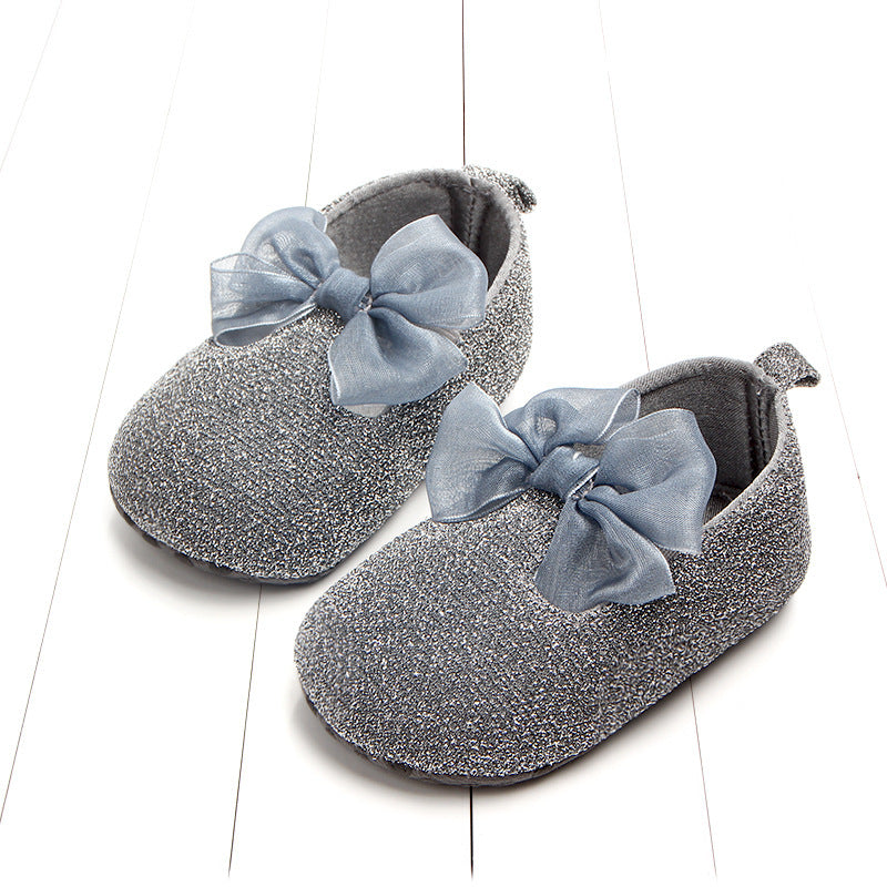 Shiny Ribbon Bow Baby Shoes for Girls -  Adorable Beginnings