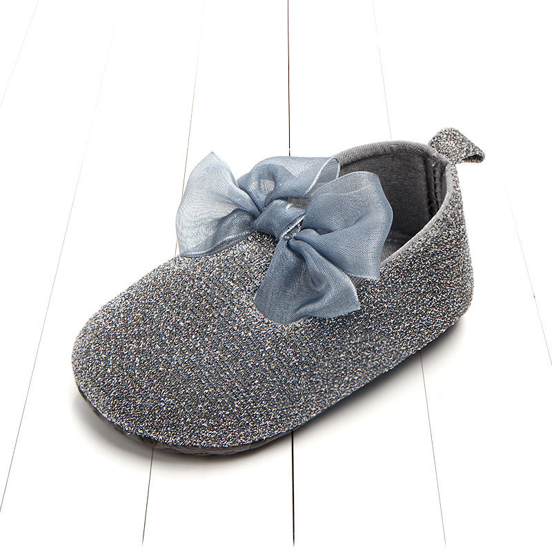 Shiny Ribbon Bow Baby Shoes for Girls -  Adorable Beginnings