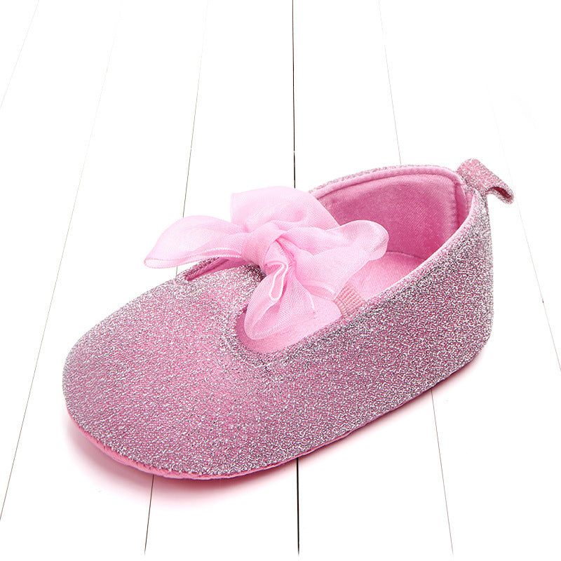 Shiny Ribbon Bow Baby Shoes for Girls -  Adorable Beginnings