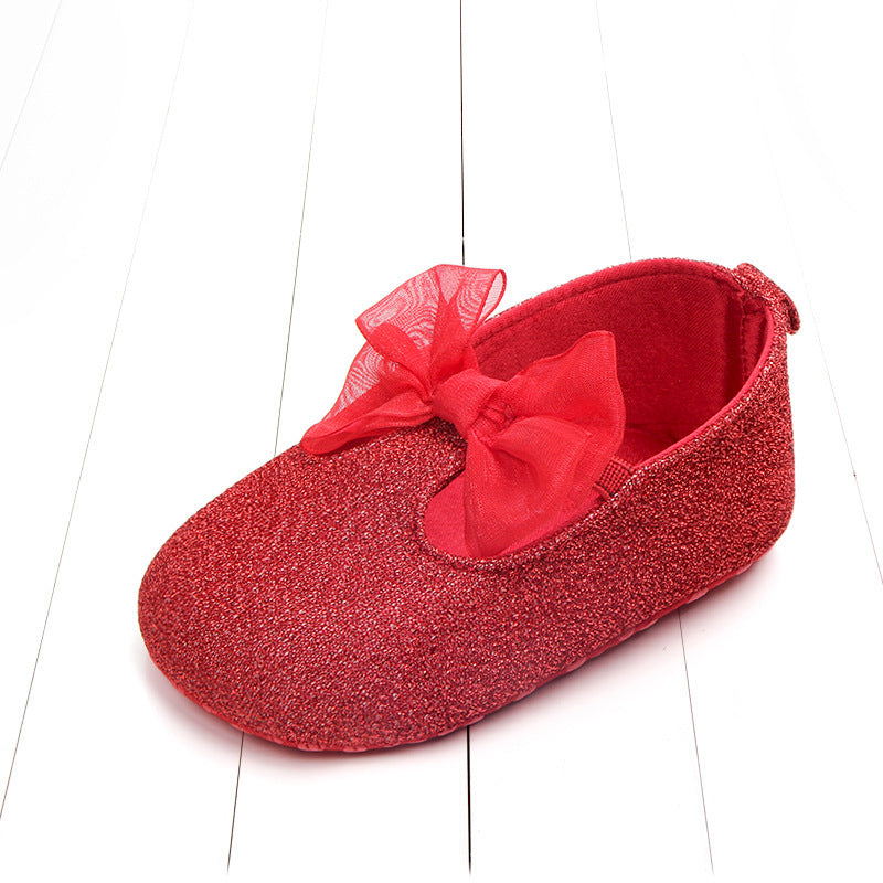 Shiny Ribbon Bow Baby Shoes for Girls -  Adorable Beginnings