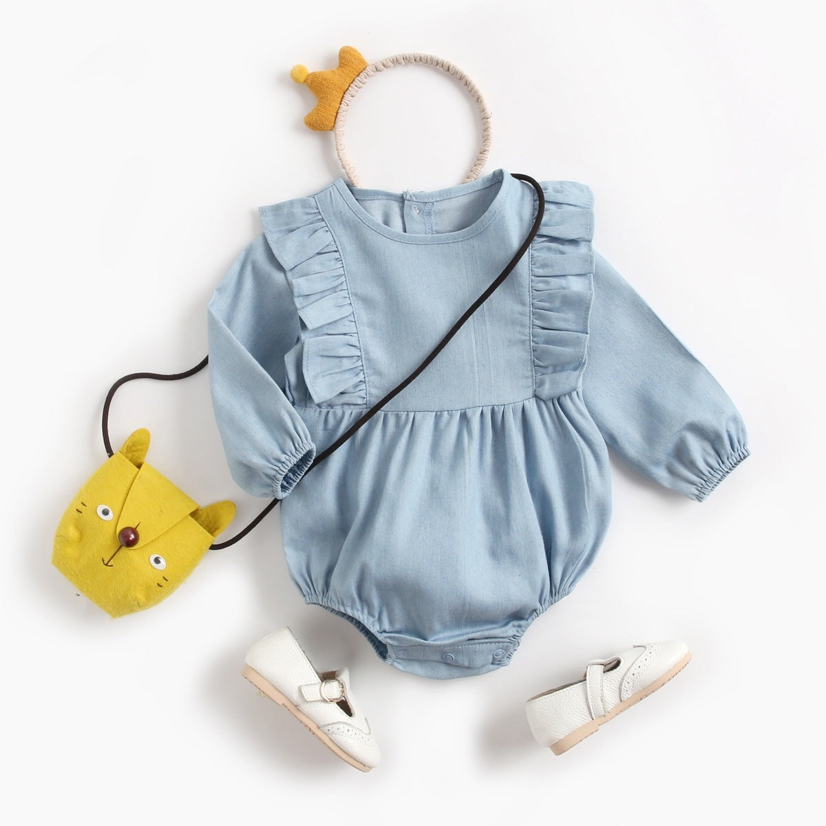 Baby Denim Bodysuit Wrap Fart Romper -  Adorable Beginnings