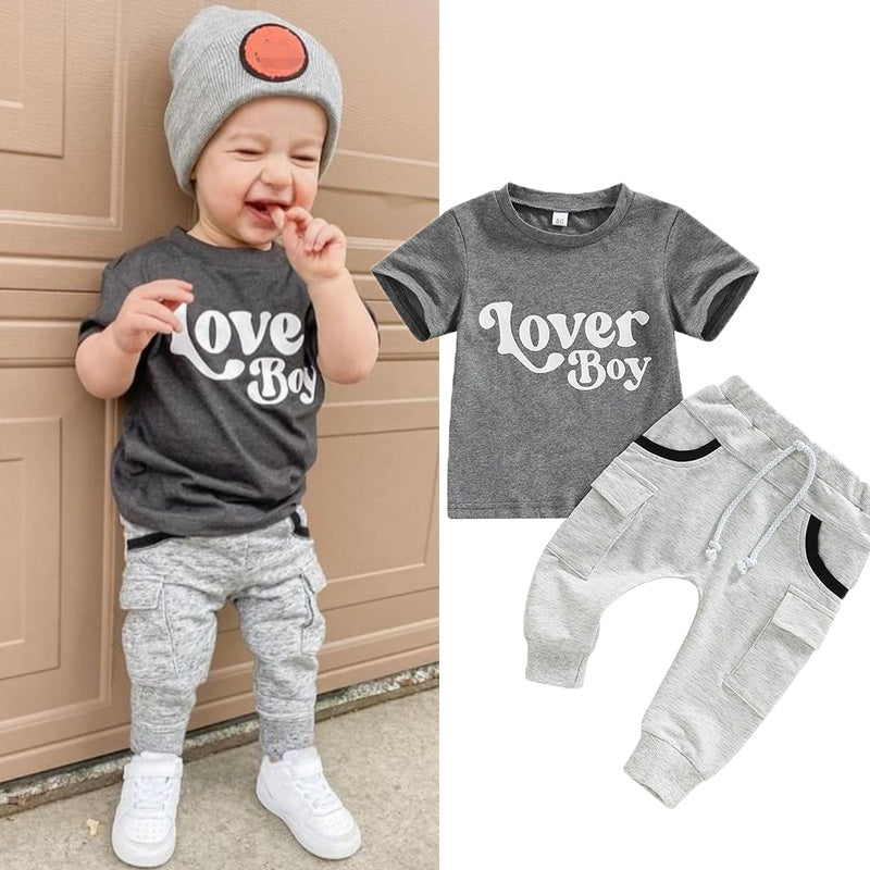 Monogram Marvel Gray Summer Set for Baby -  Adorable Beginnings